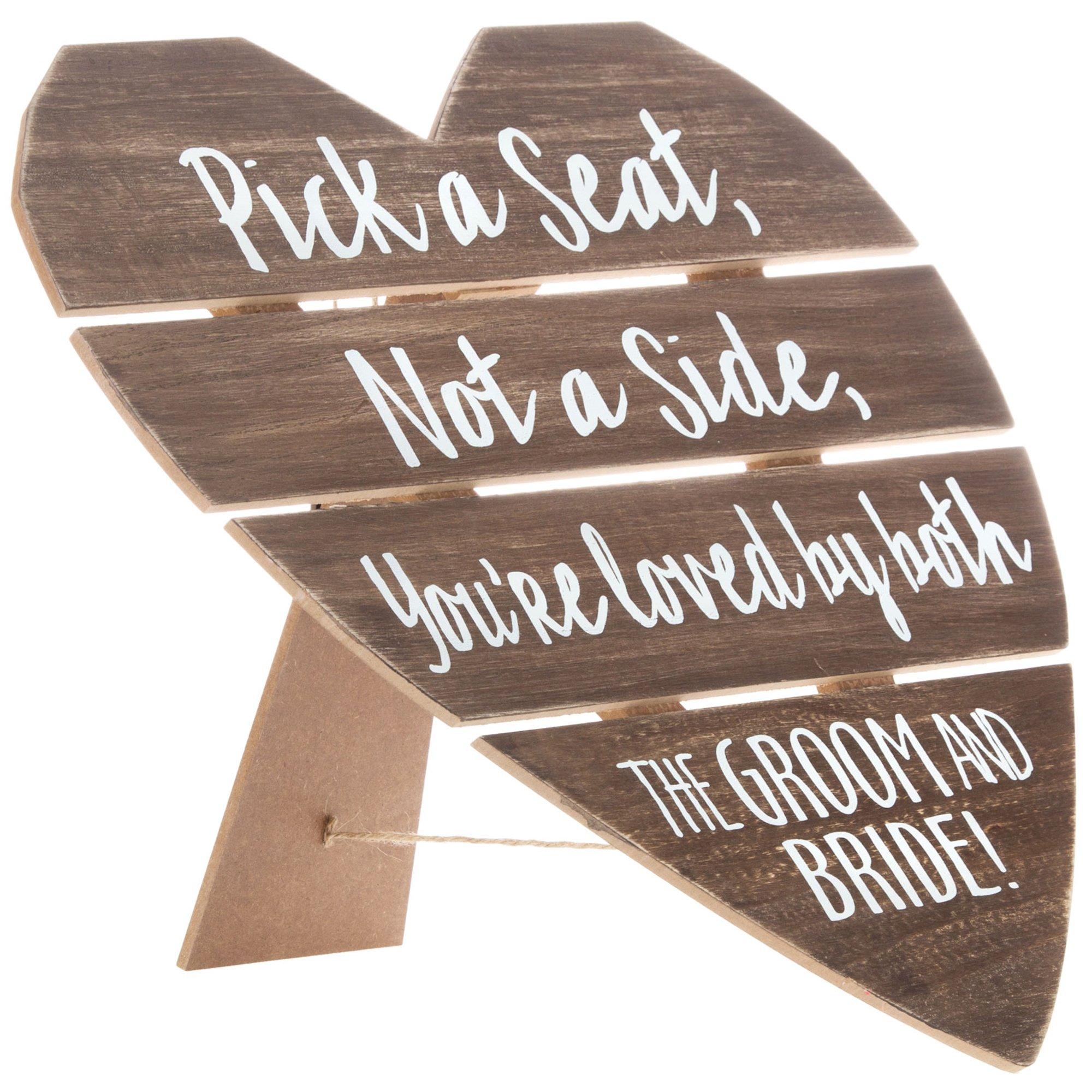 Pick A Seat Not A Side Wedding Wood Sign Stock Photo - Download