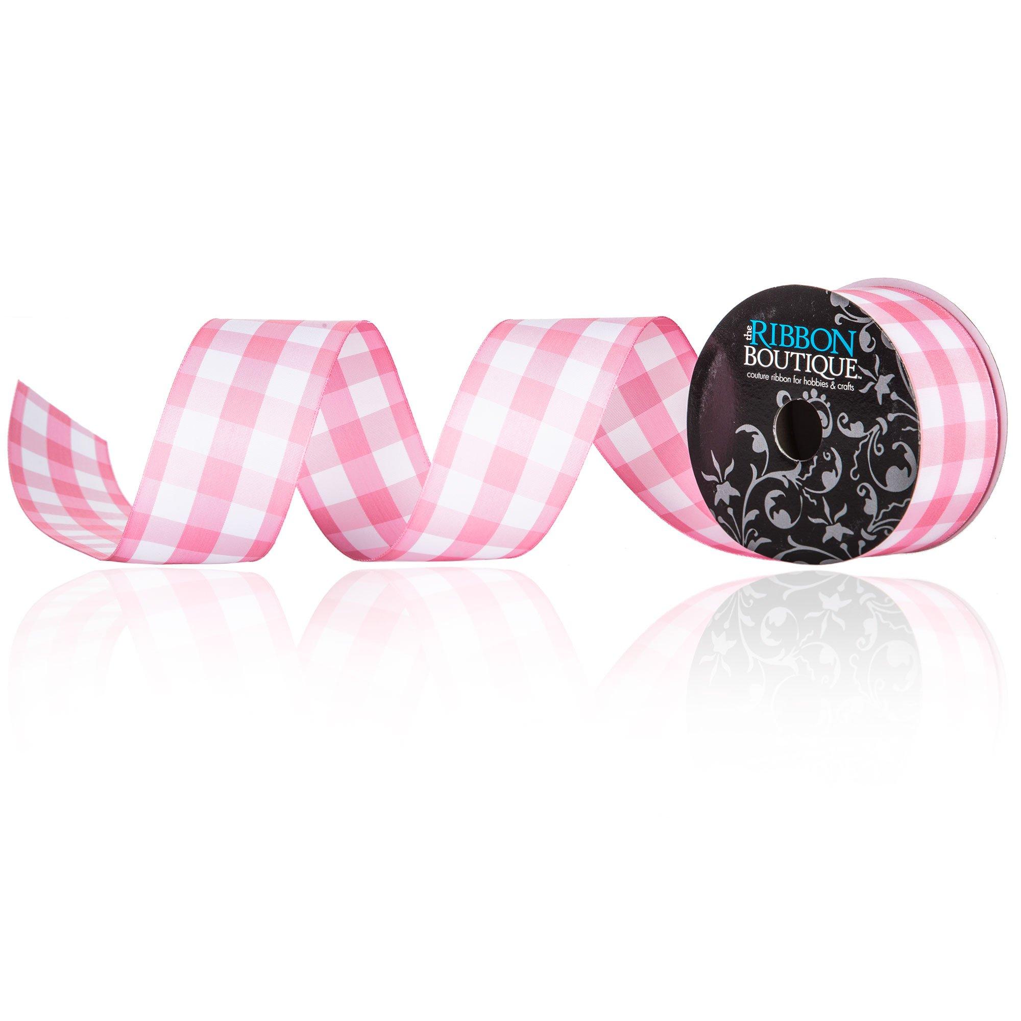 Morex Ribbon Gingham Style Ribbon, 2-1/2 inch by 50 Yards, Light Pink