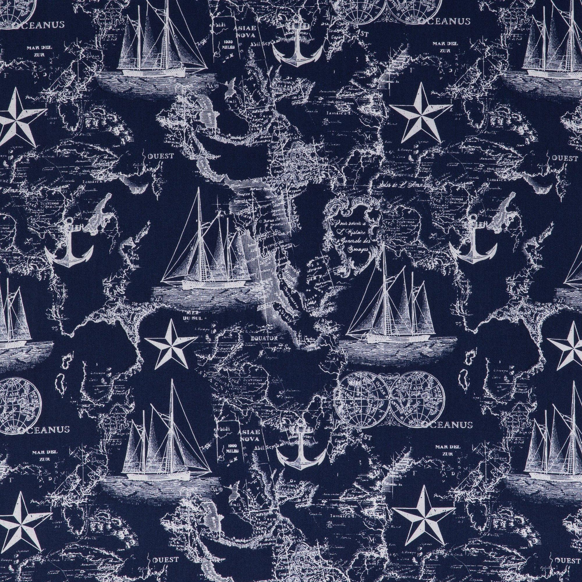 Navy Nautical Map Cotton Apparel Fabric Hobby Lobby 1428259
