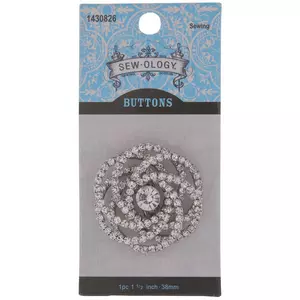 Silver Swirl Rhinestone Buttons - 24mm, Hobby Lobby