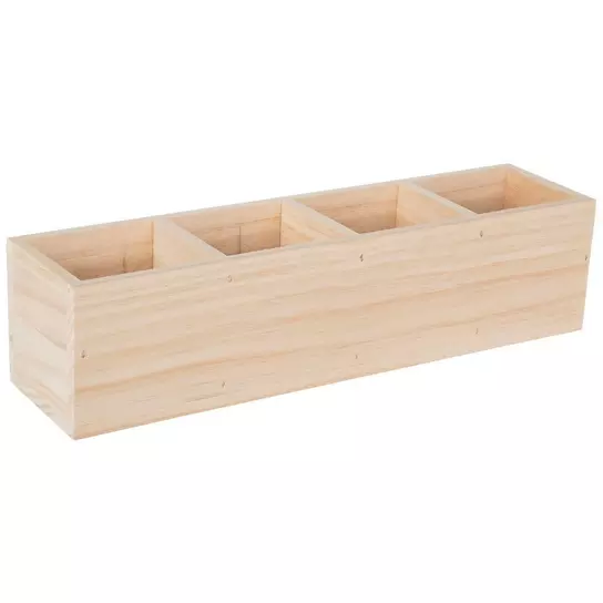 Small Unfinished Wooden Box With 2 Compartments, Unpainted Wood
