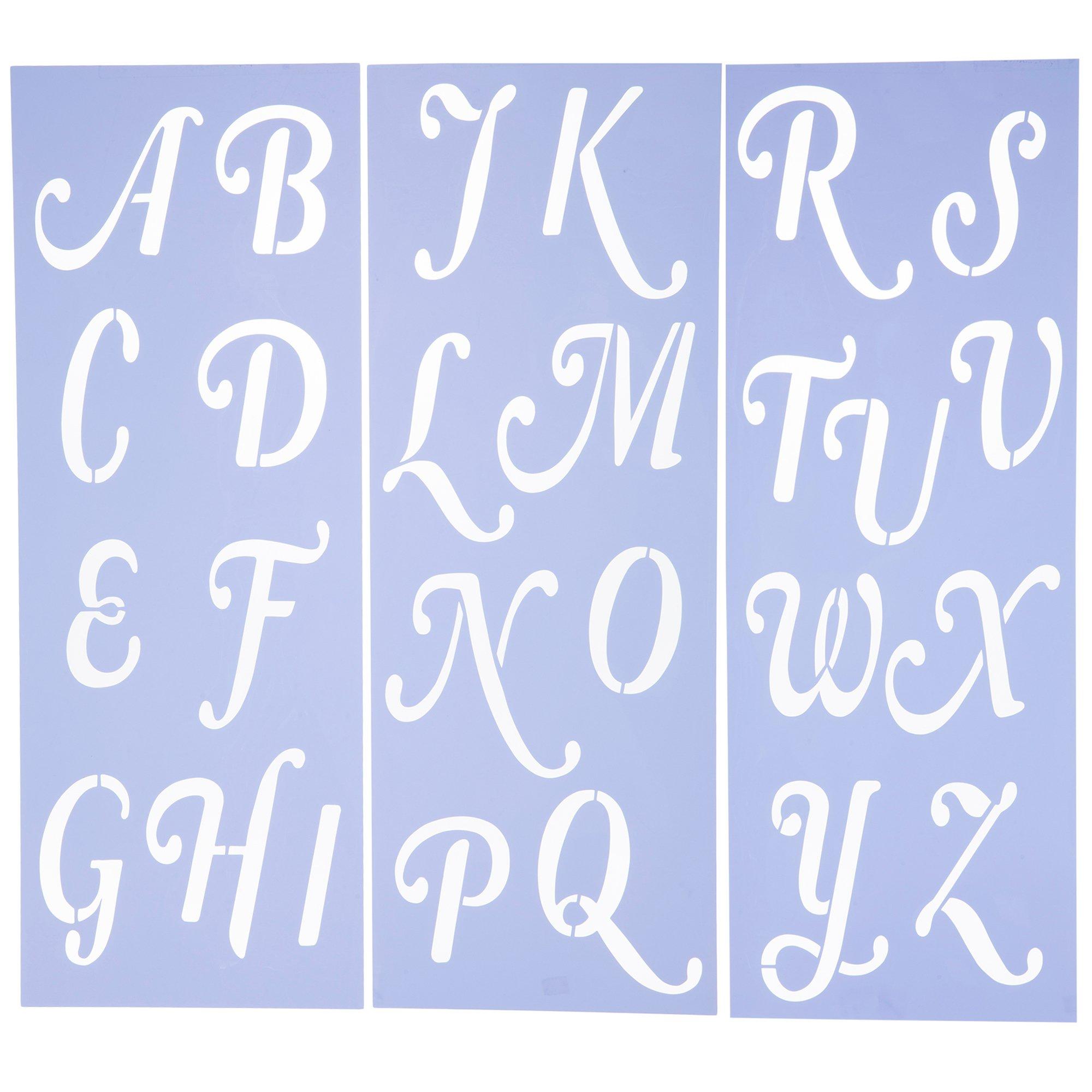 Script Uppercase Letter Alphabet Stencil, Hobby Lobby