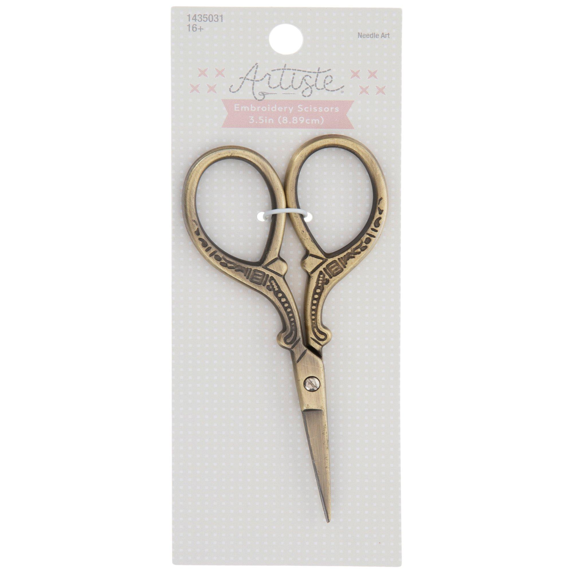 3.5 Multi Purpose Small Embroidery Fancy Scissors Gold Plated Floral  Pattern 3