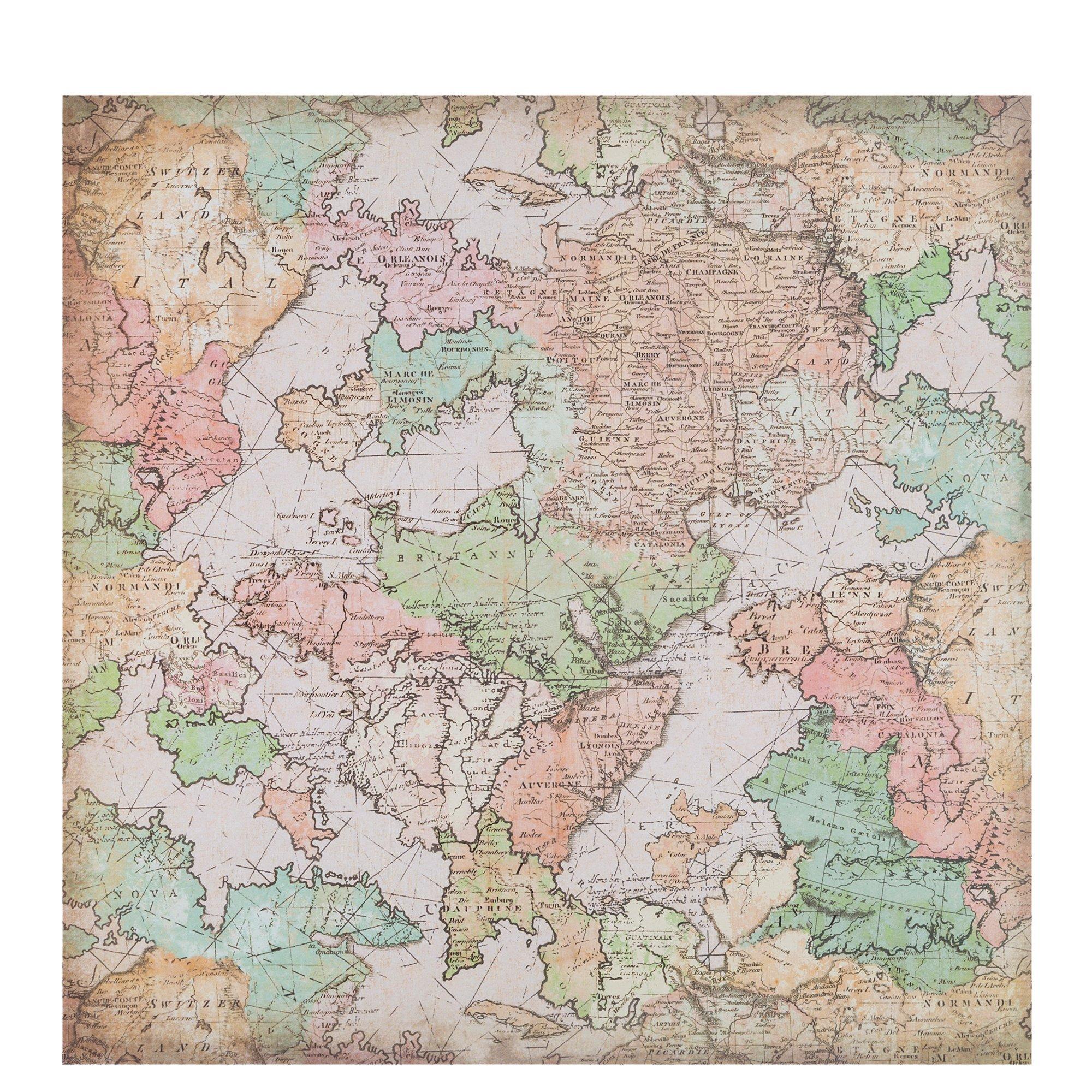 World Map Scrapbook Paper