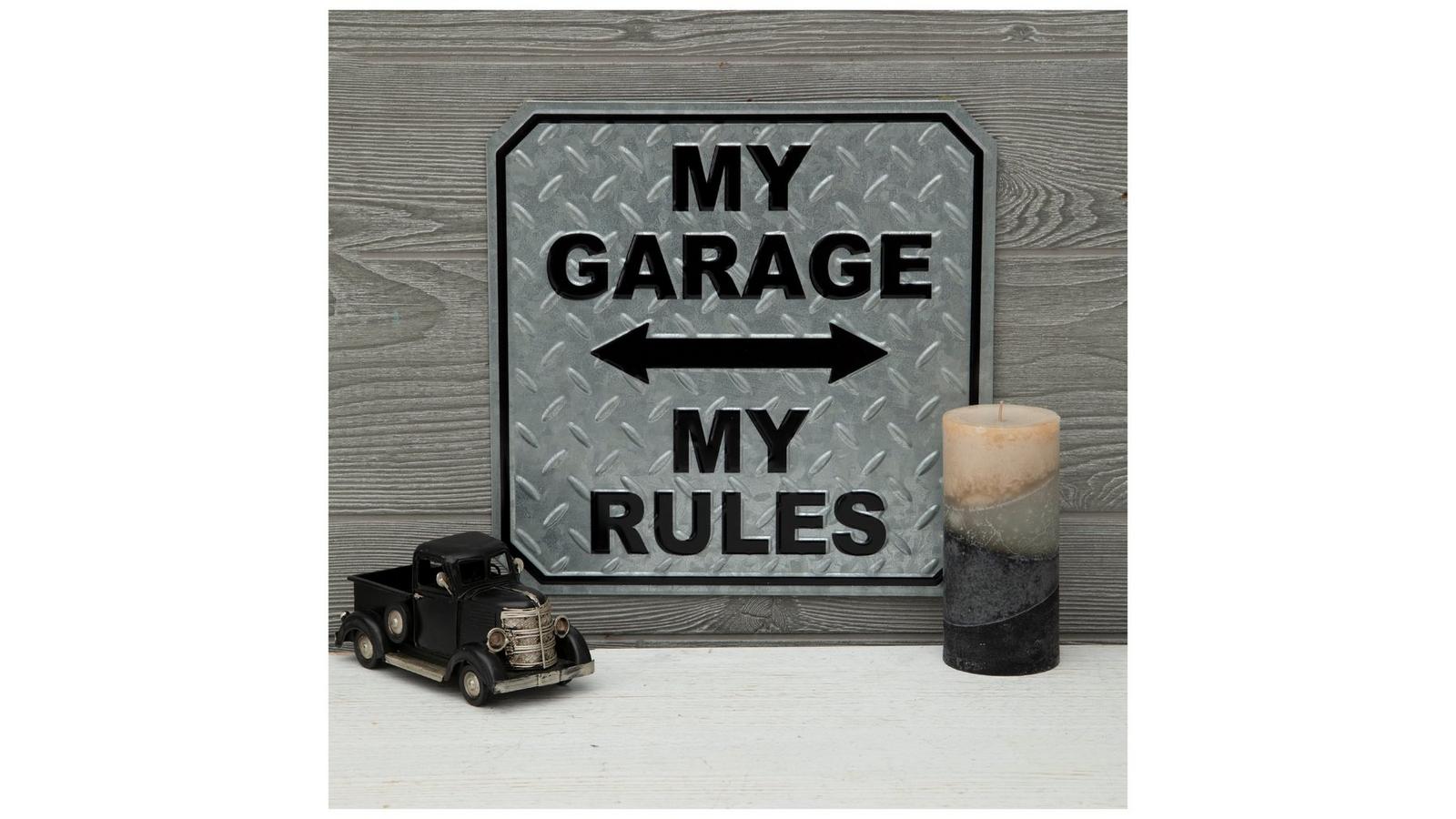 Targa my garage my rules stampa metallo vintage retrò pub bar