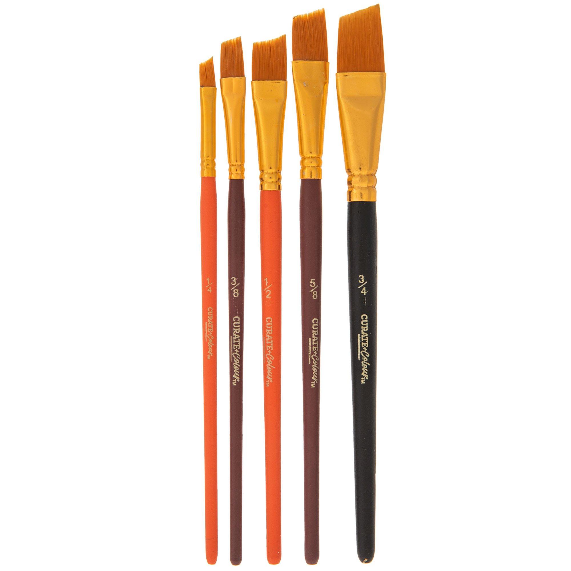 Curate + Colour Gold Taklon Paint Brushes 5 Piece Set Hobby Lobby