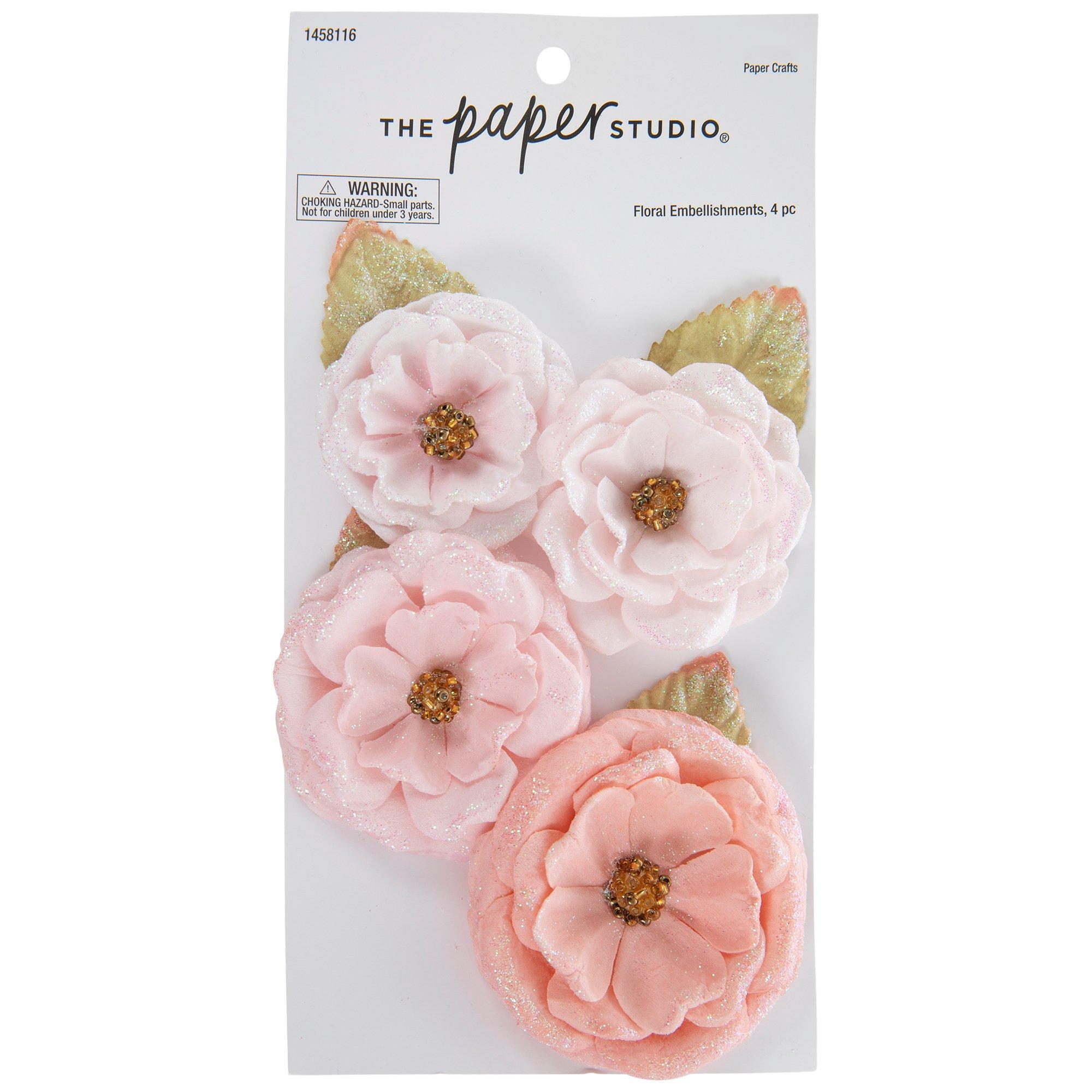 Pink Glittery Flower Embellishments | Hobby Lobby | 1458116