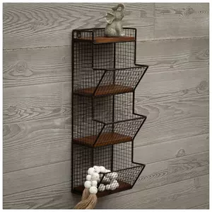 Black Three Tier Wire Basket Wall Shelf
