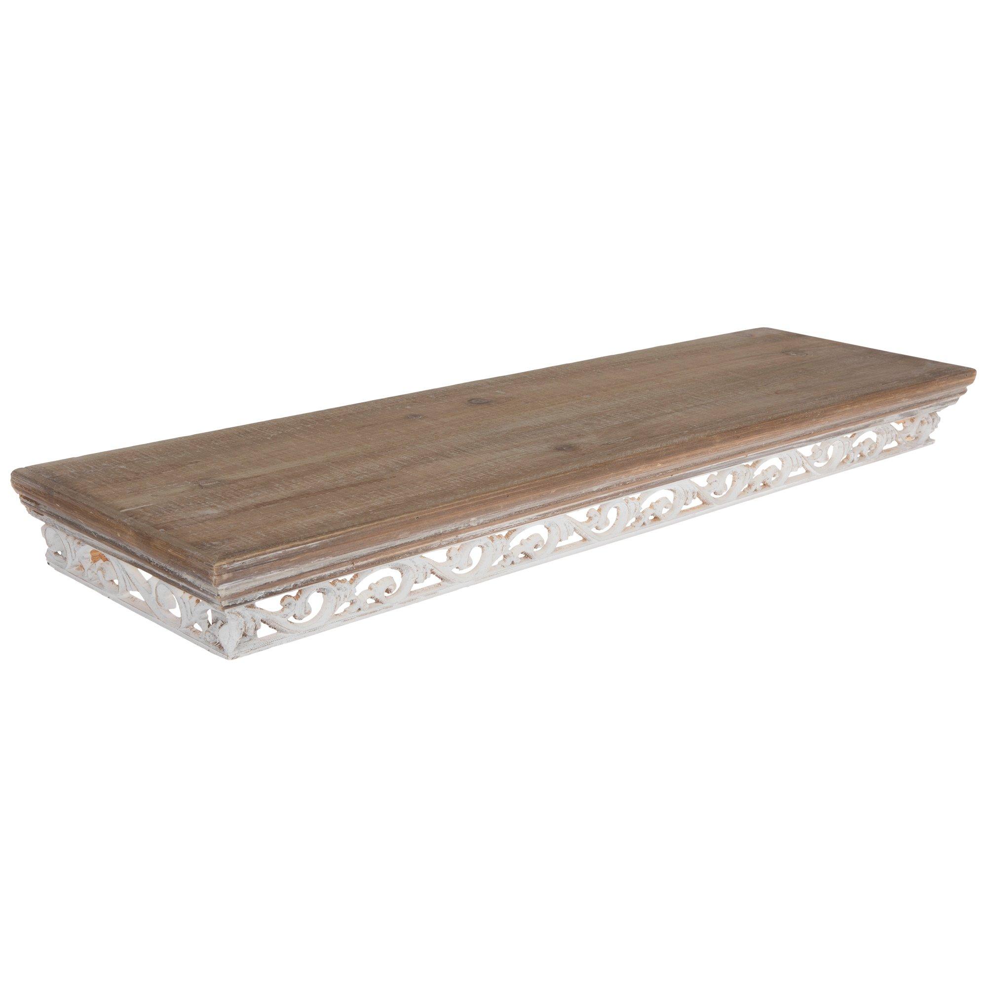 Tall Wood Wall Shelf Brushed Nickel Metal - Brightroom™