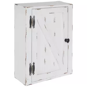 White Distressed Wood Wall Cabinet