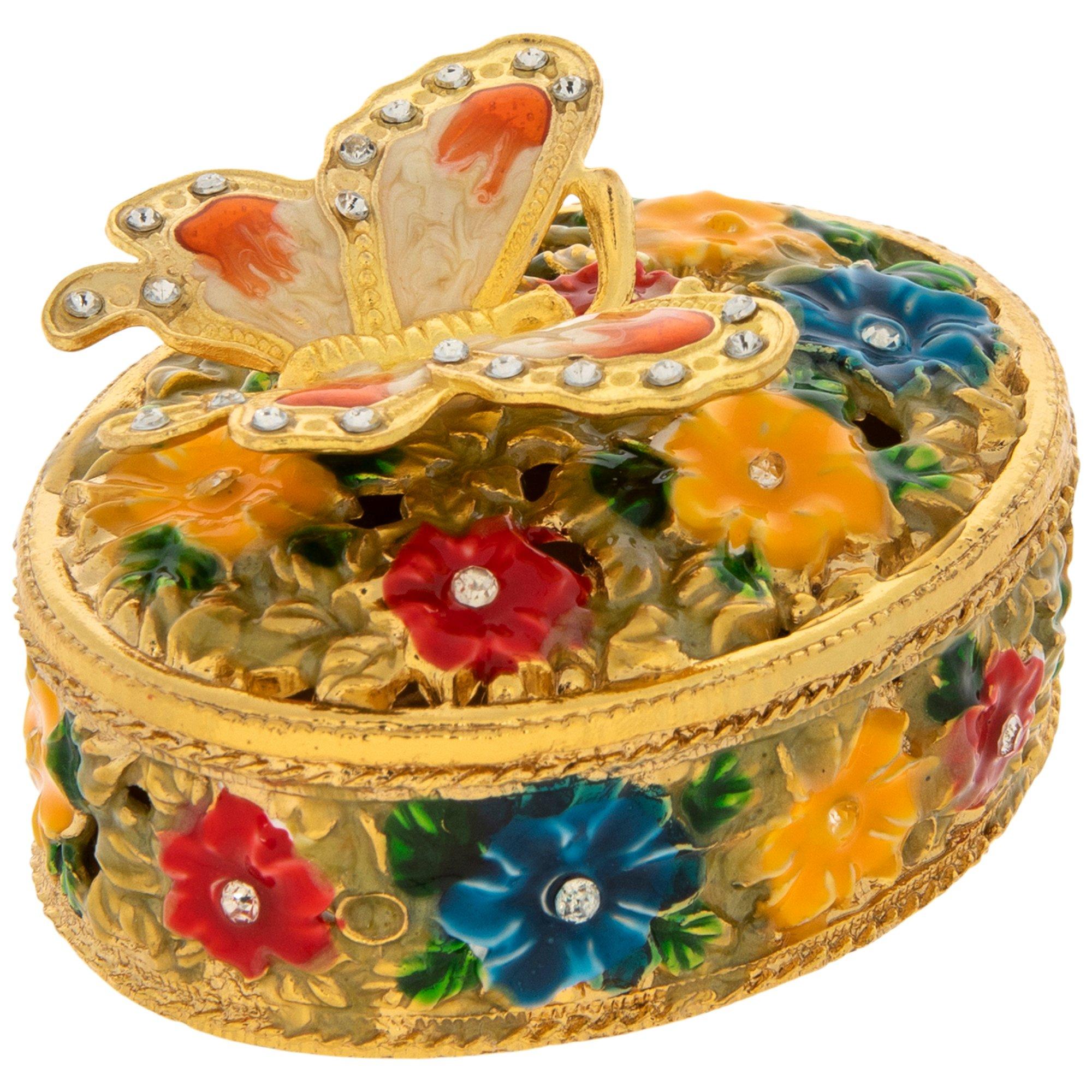 Butterfly & Flowers Rhinestone Oval Jewelry Box Hobby Lobby 1472877