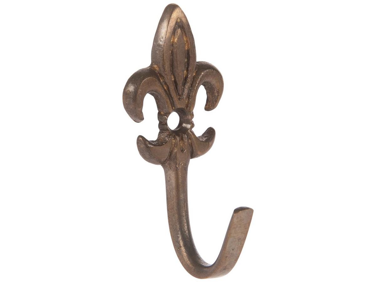 Fleur De Lis Wall Hooks - Set Of 2 Metal Gun Or Sword Hangers With Pewter Finish