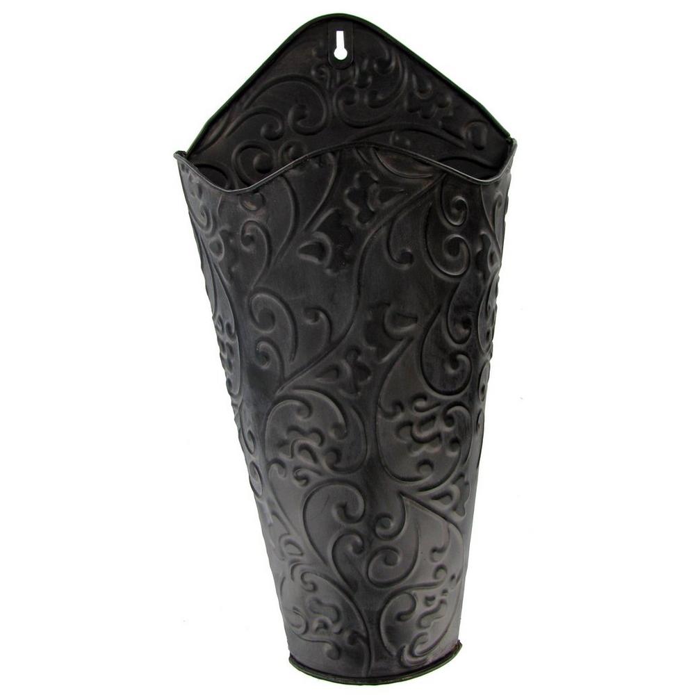 Black Scroll Metal Wall Container
