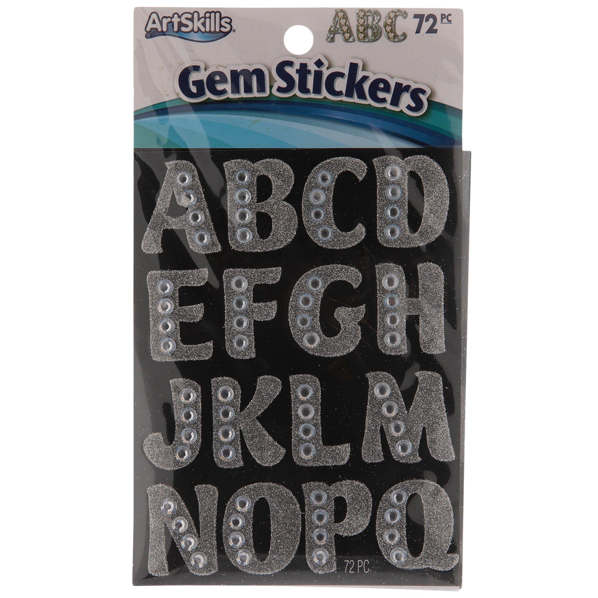 Crayola Letter Stickers with Gems, Silver, 1.25, 72 per Pack, 6 Packs