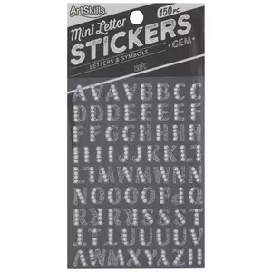 Silver Glitter & Rhinestone Alphabet Stickers