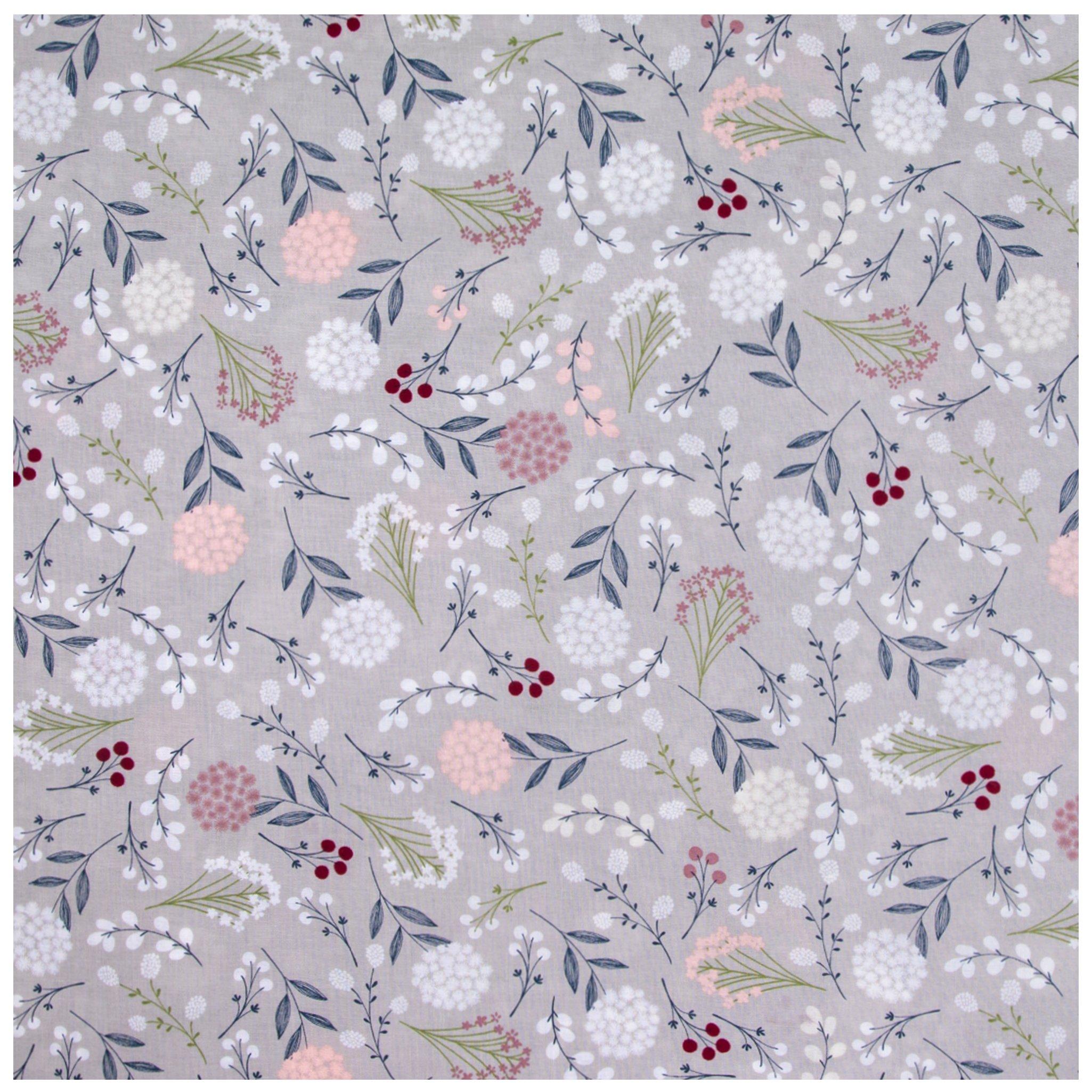 Berry Leaves Cotton Calico Fabric view 1
