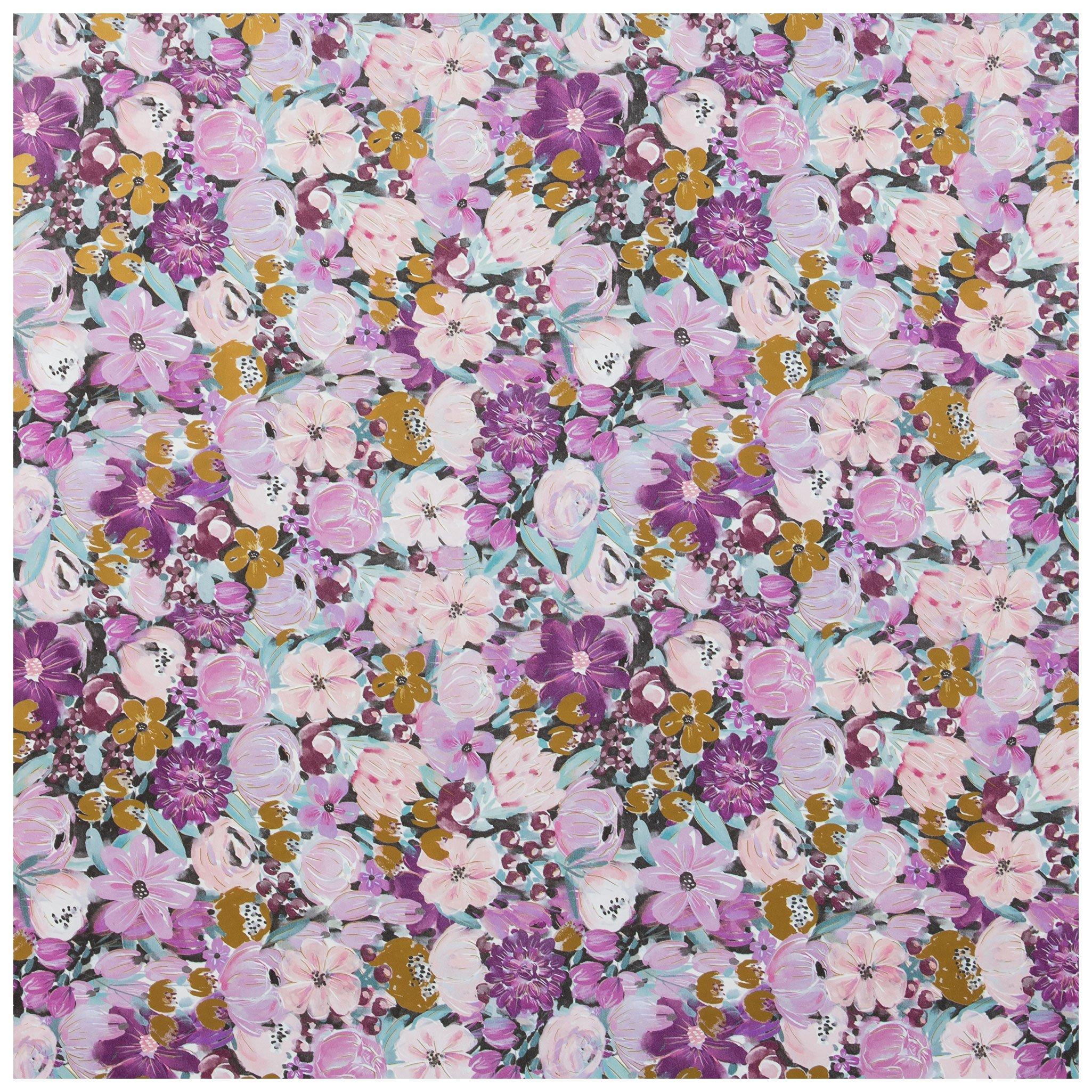 Purple Double Sided Floral Wrapping Paper - 20 Sheets - LO Florist Supplies