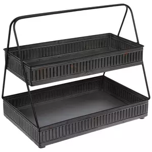 Rectangular Two-Tiered Galvanized Metal Tray