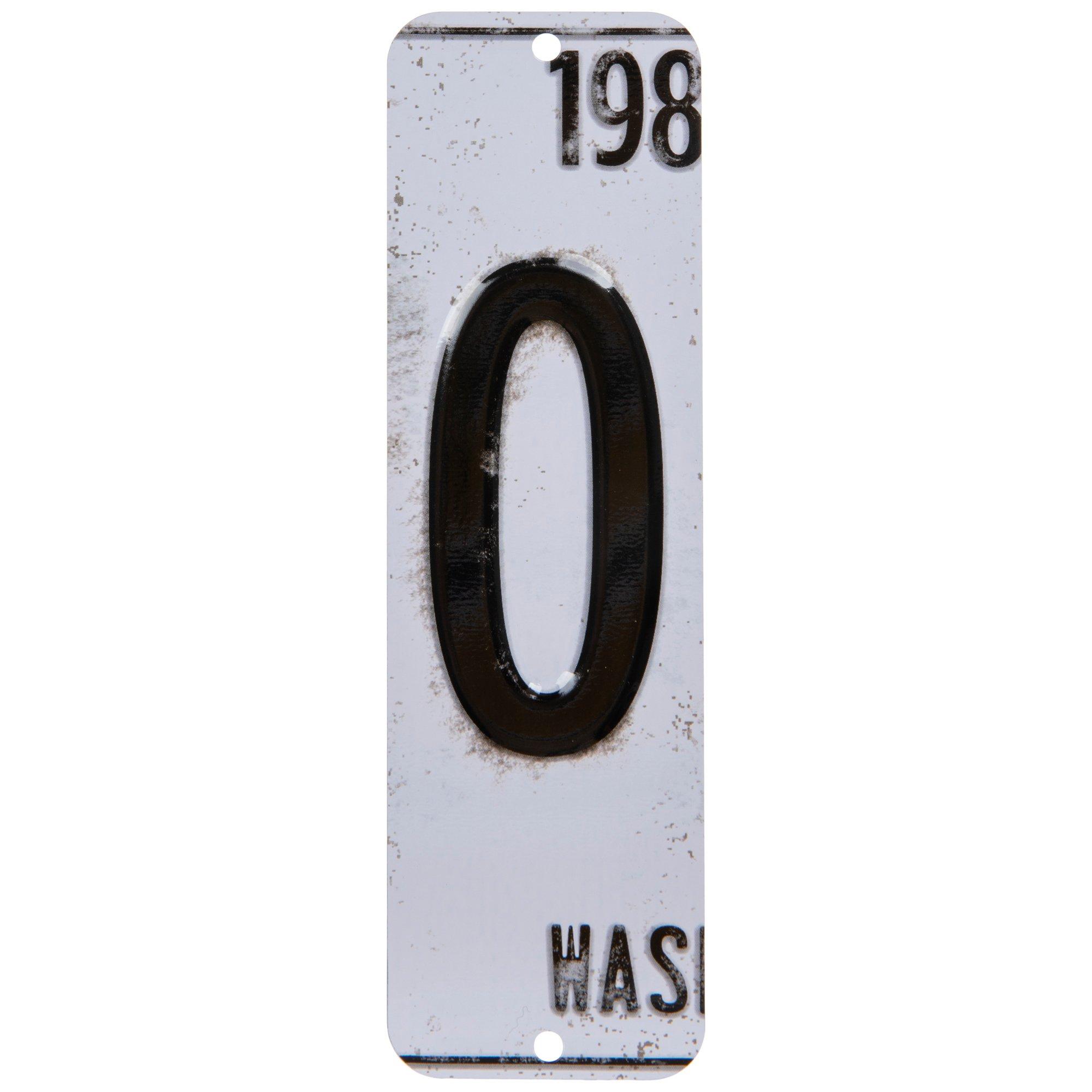 Number License Plate Metal Sign 0 letter view 1