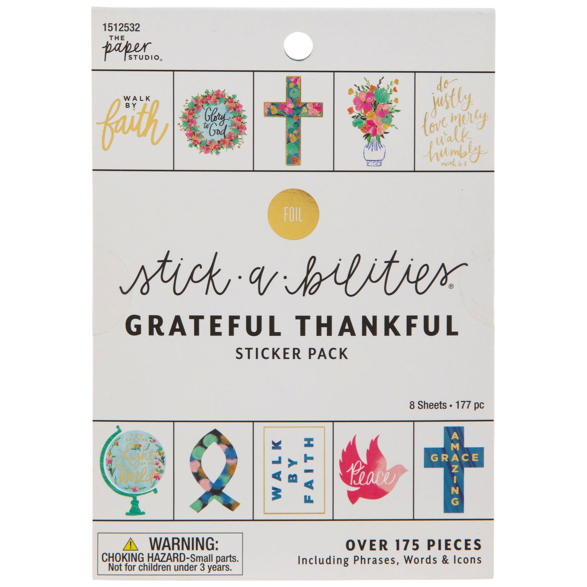 Grateful & Thankful Foil Stickers, Hobby Lobby