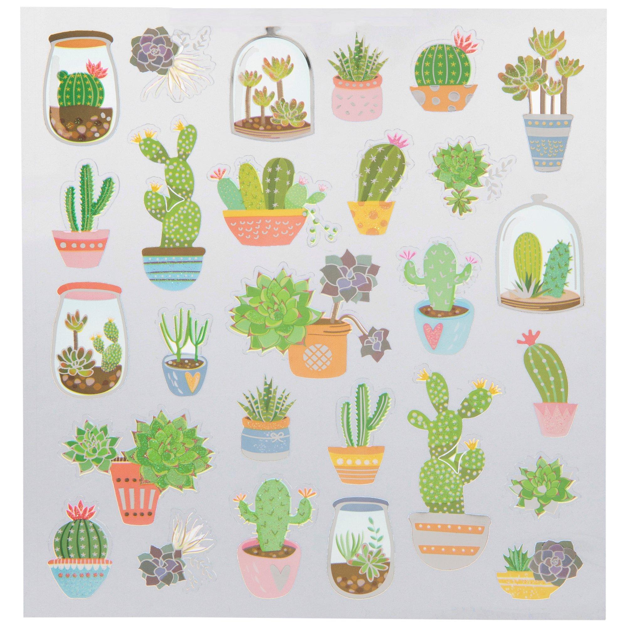 Glitter Cactus Foil Stickers, Hobby Lobby