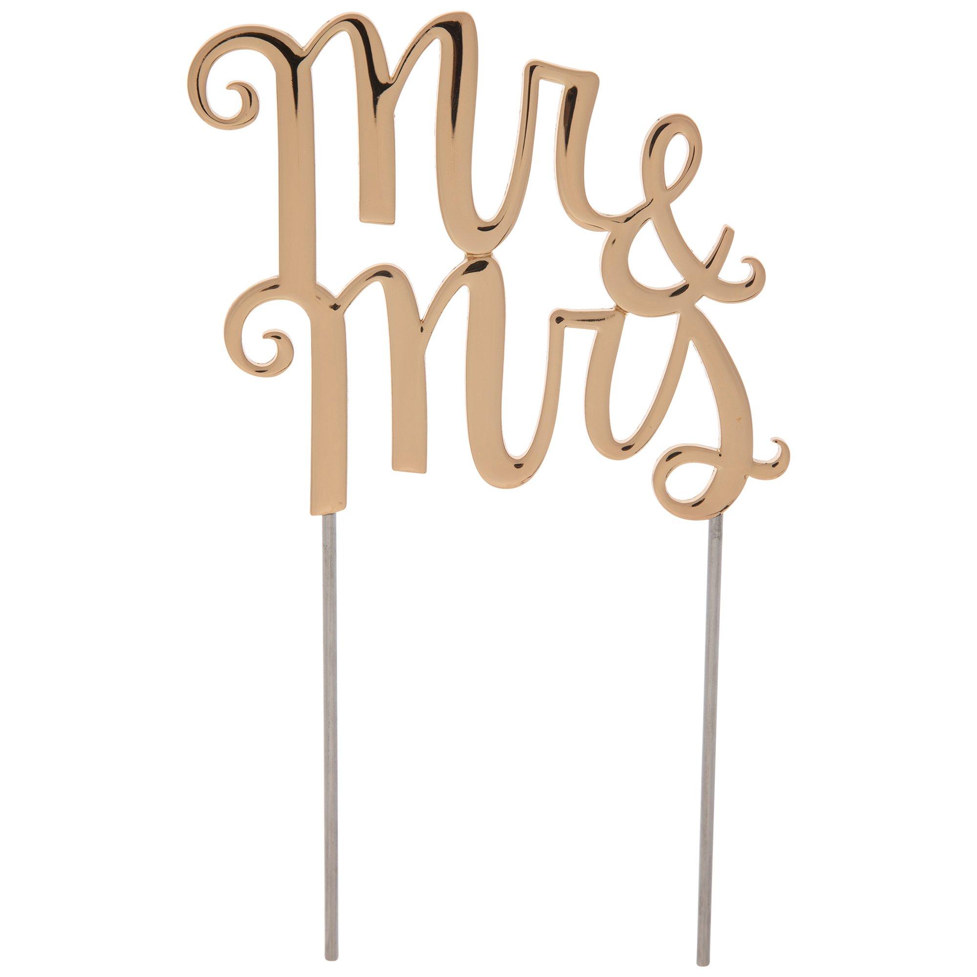 Mr. & Mrs. Twisted Wire Cake Topper - Gold