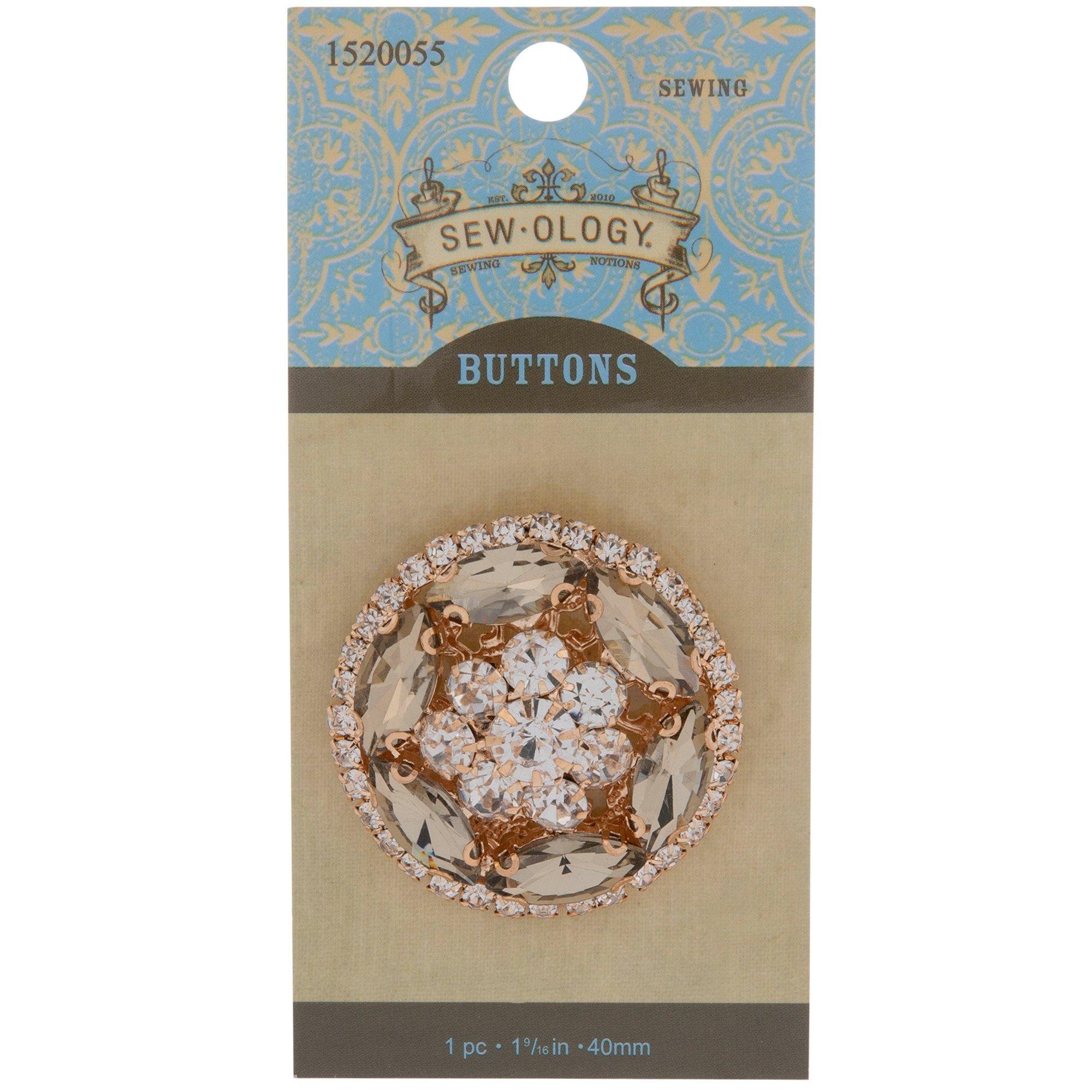 Gold Rhinestone Medallion Shank Button 40mm Hobby Lobby 1520055