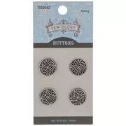 Silver Geometric Shank Buttons - 14mm