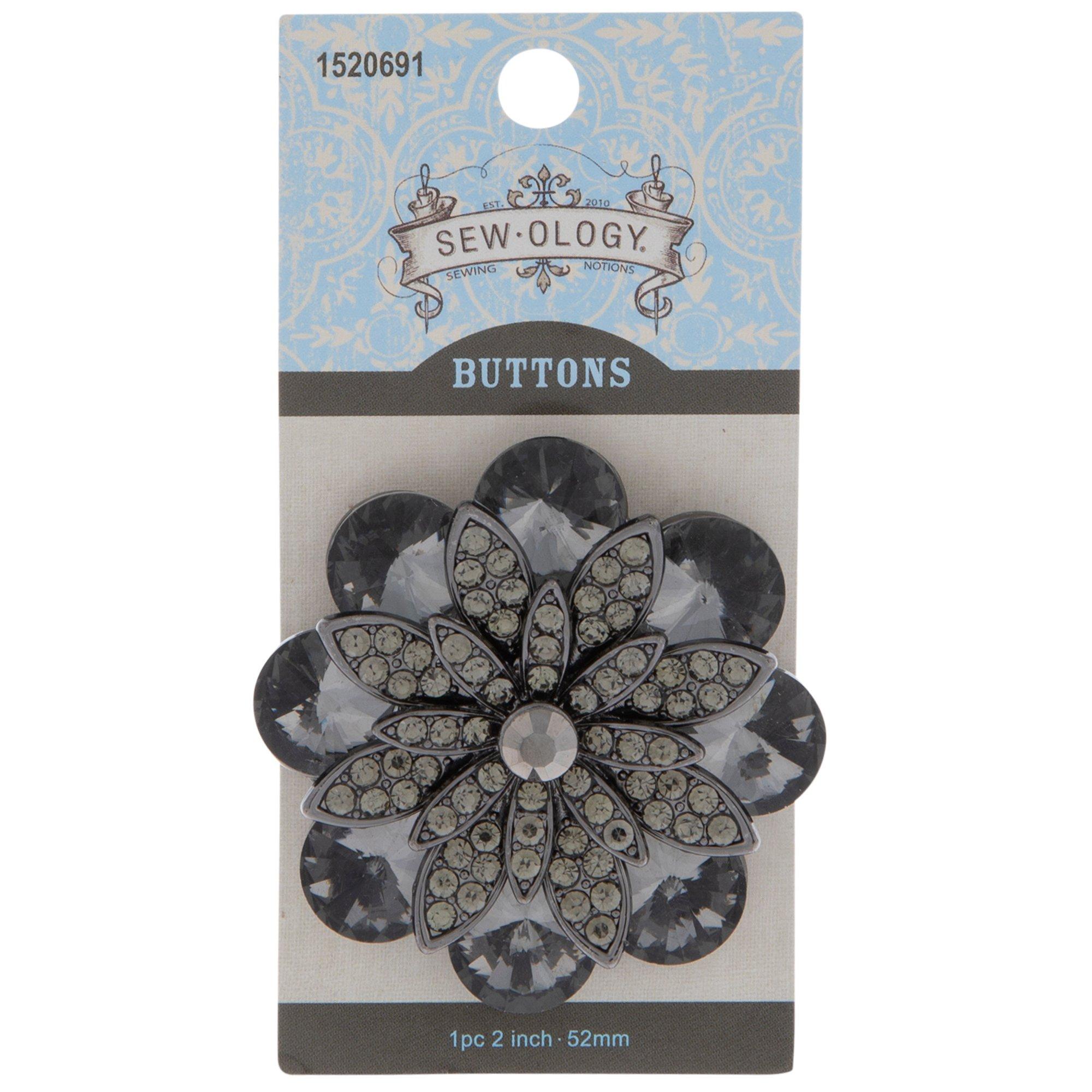 Black Floral Rhinestone Shank Button 52mm Hobby Lobby 1520691