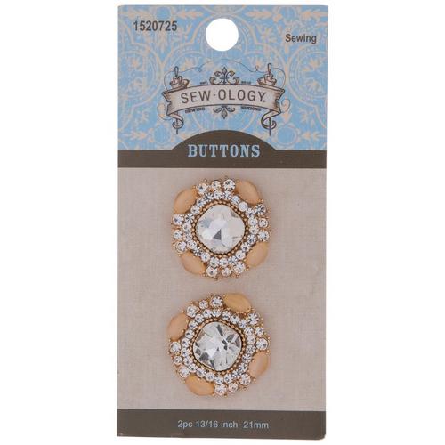 Rhinestone Round Shank Buttons  21mm
