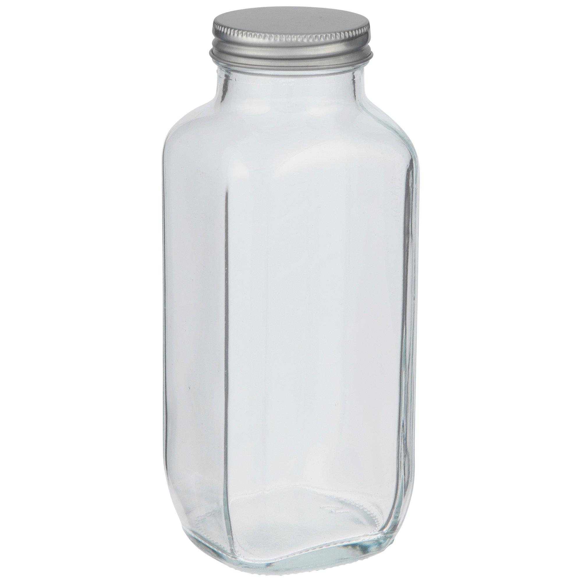 16 oz Clear Glass French Square Bottles