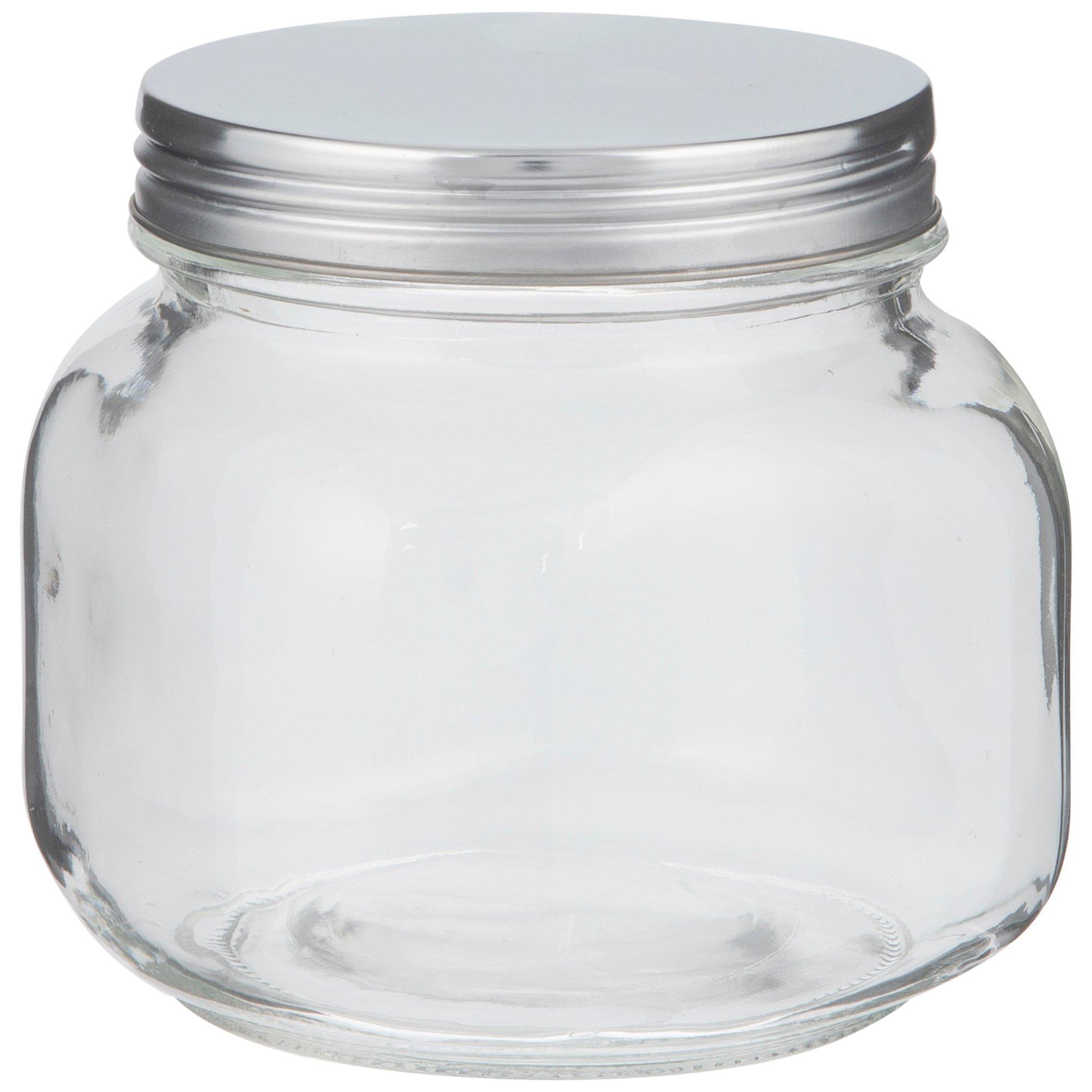Clear Glass Decorative Jars with Engraved Silver Lids (Set of 3