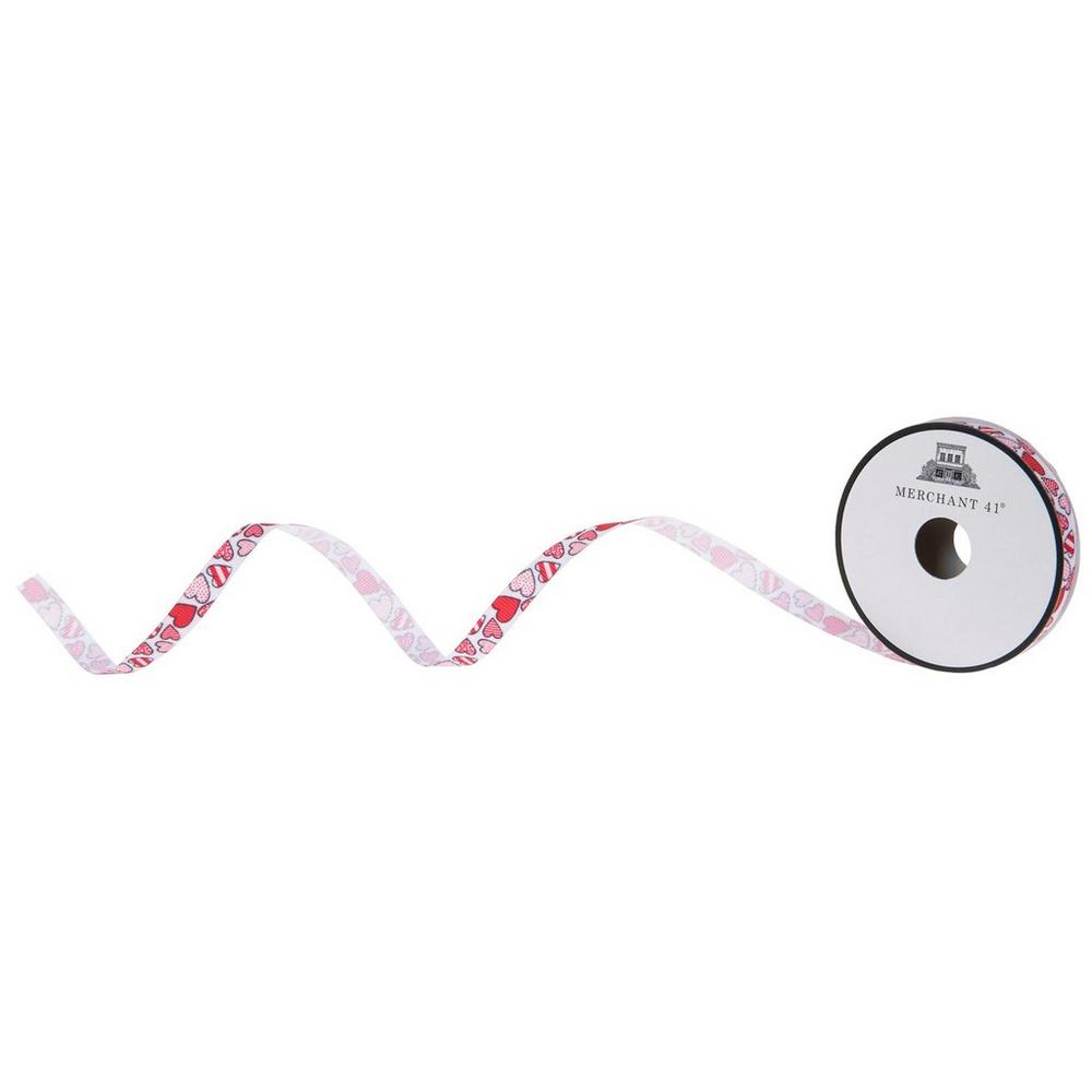 Patterned Hearts Grosgrain Ribbon - 3/8