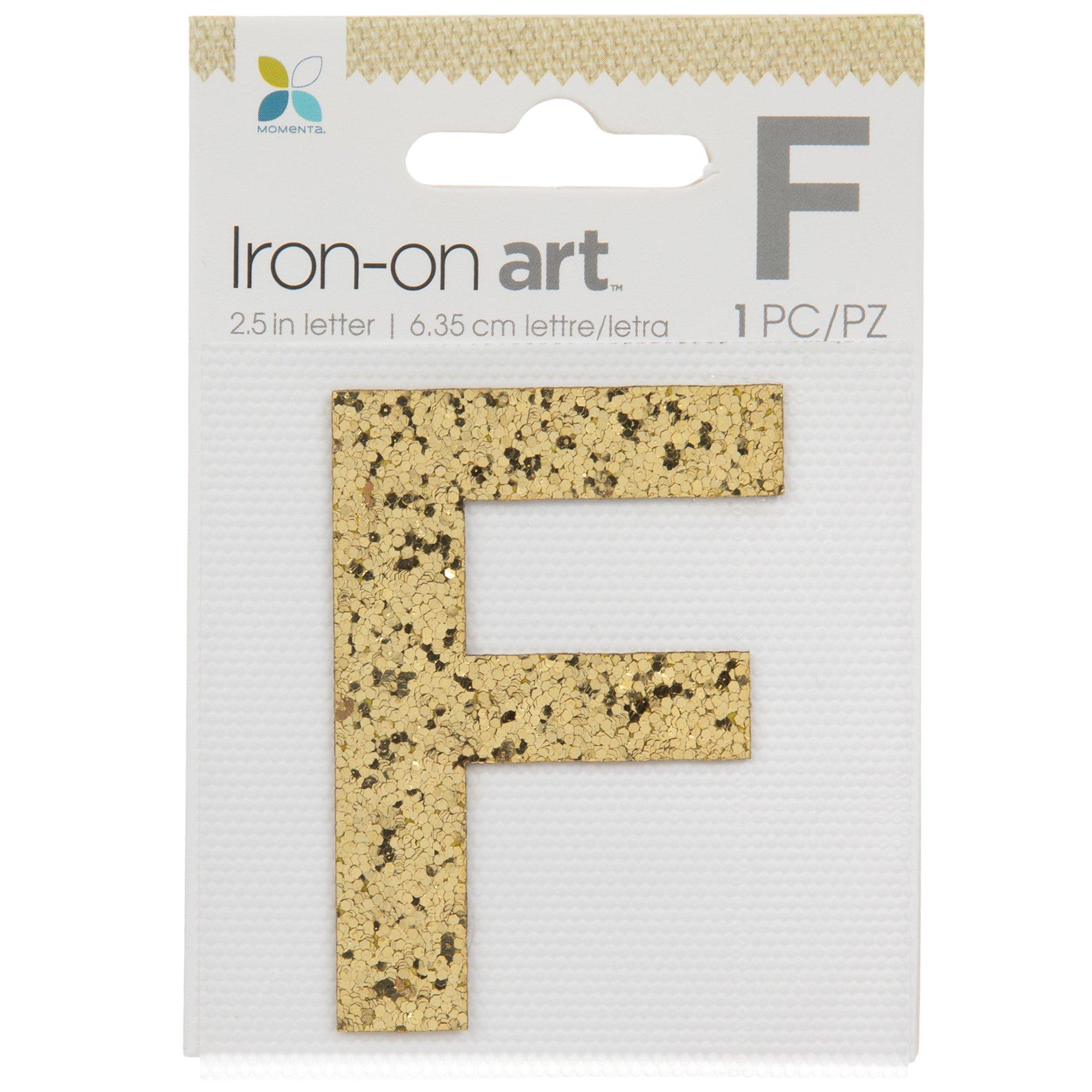 Gold Glitter Letter Iron-On Applique P - 2 1/2