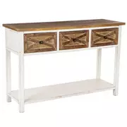 Rustic Crossbuck Wood Console Table With Storage