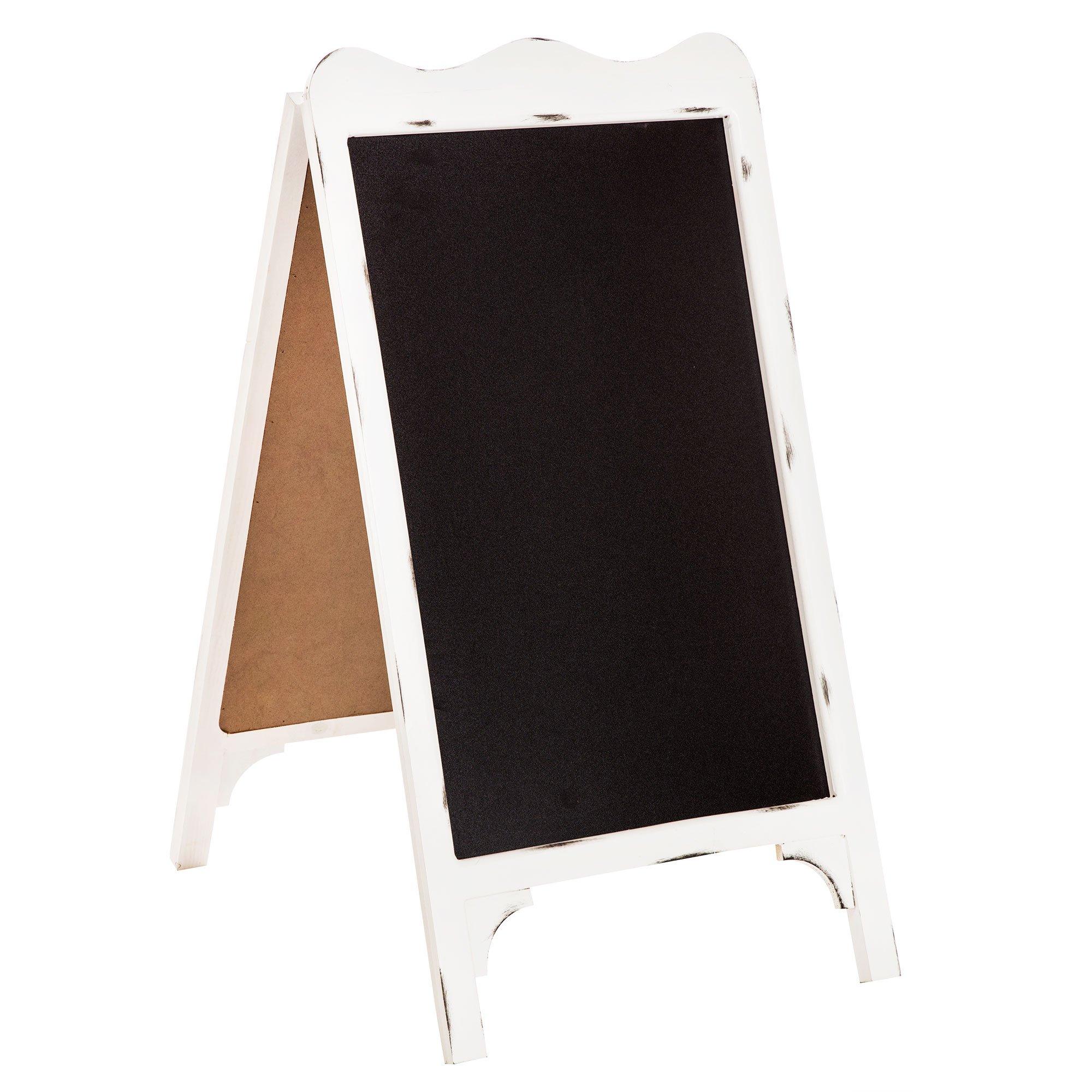 White Wood Chalkboard Easel with Display Shelves – MyGift