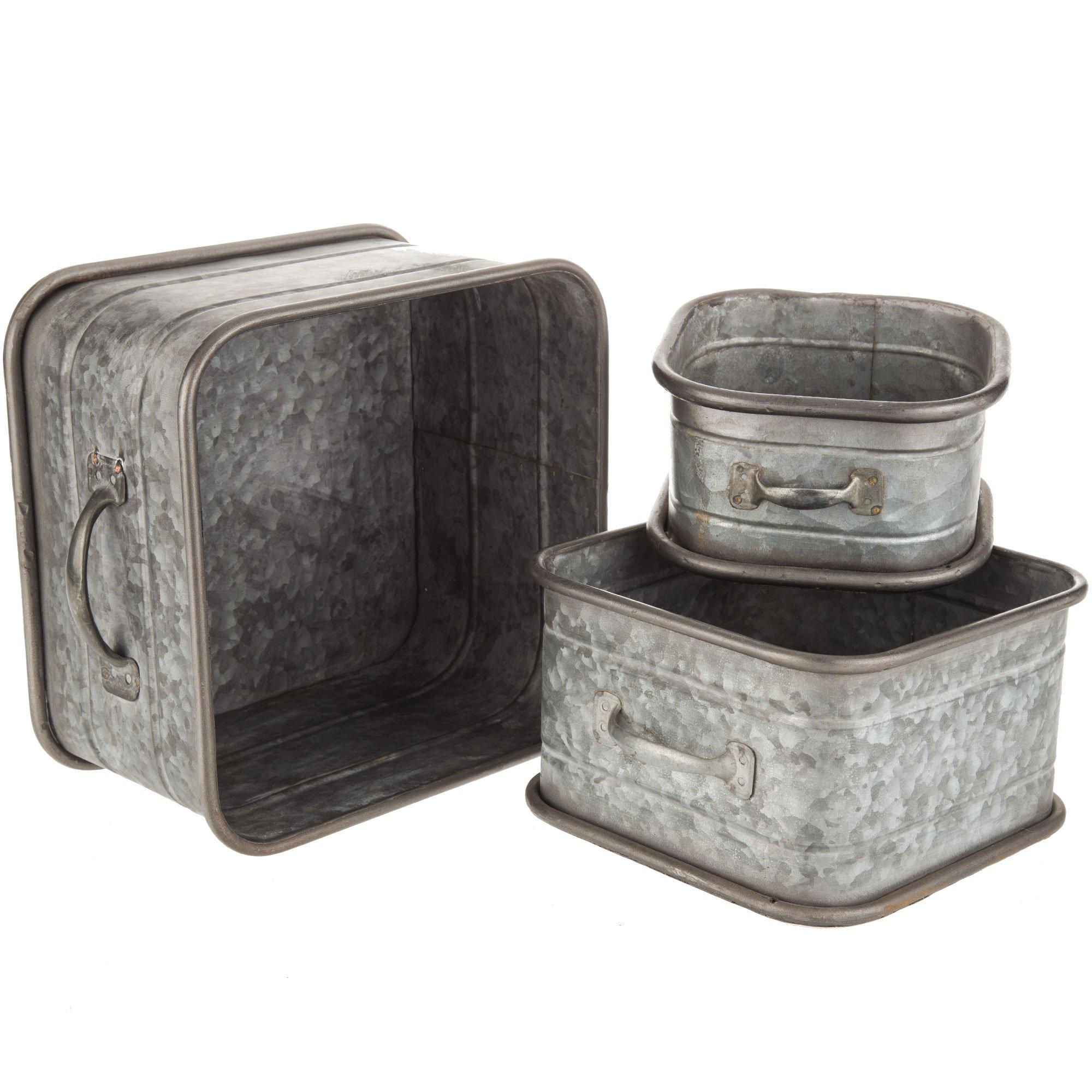 Galvanized Metal Rectangle Container Set, Hobby Lobby, 1549351
