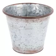 Distressed Galvanized Metal Flower Pot
