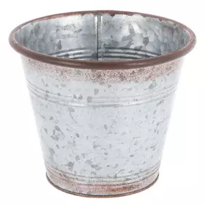 Distressed Galvanized Metal Flower Pot