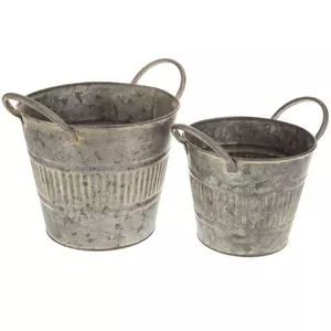 Galvanized Metal Ribbed Container Set