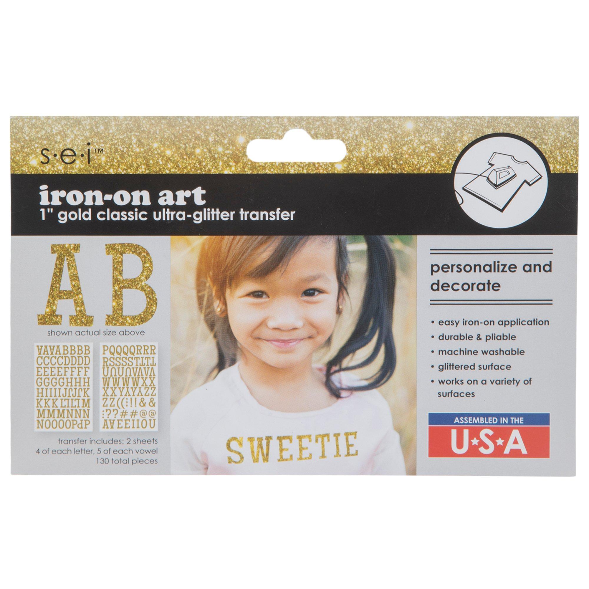 Iron On Glitter Letters in Gold or Silver - 40 pcs (8811
