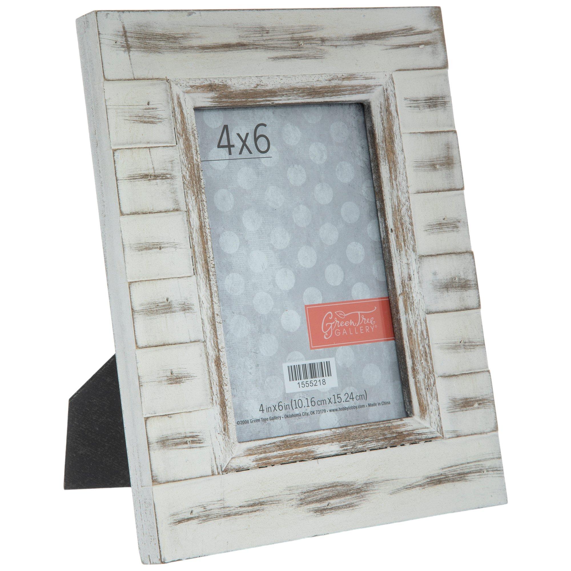 4X6 Rustic Wood Box Photo Frame White