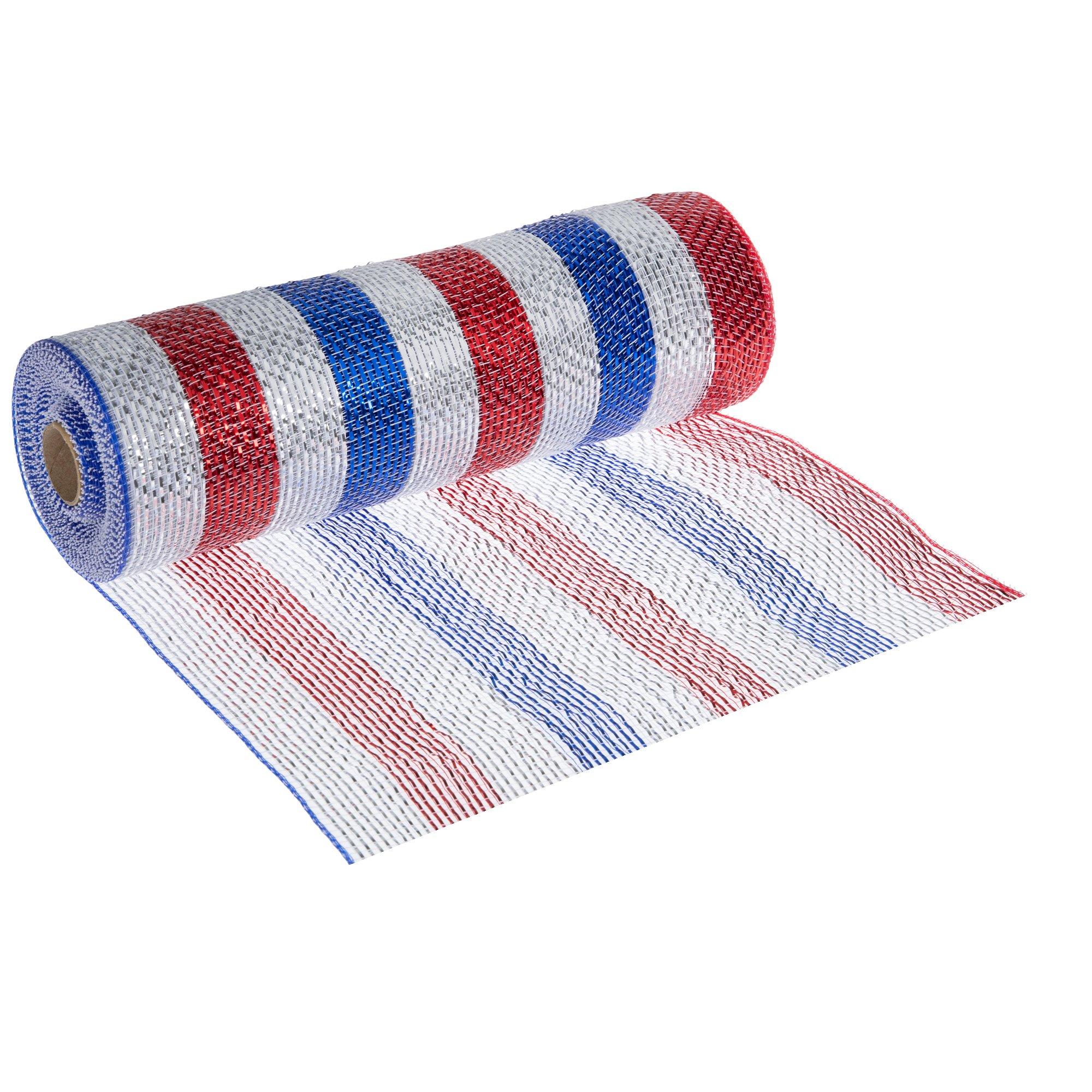 Red, White & Blue Striped Metallic Deco Mesh Ribbon | Hobby Lobby | 1562701