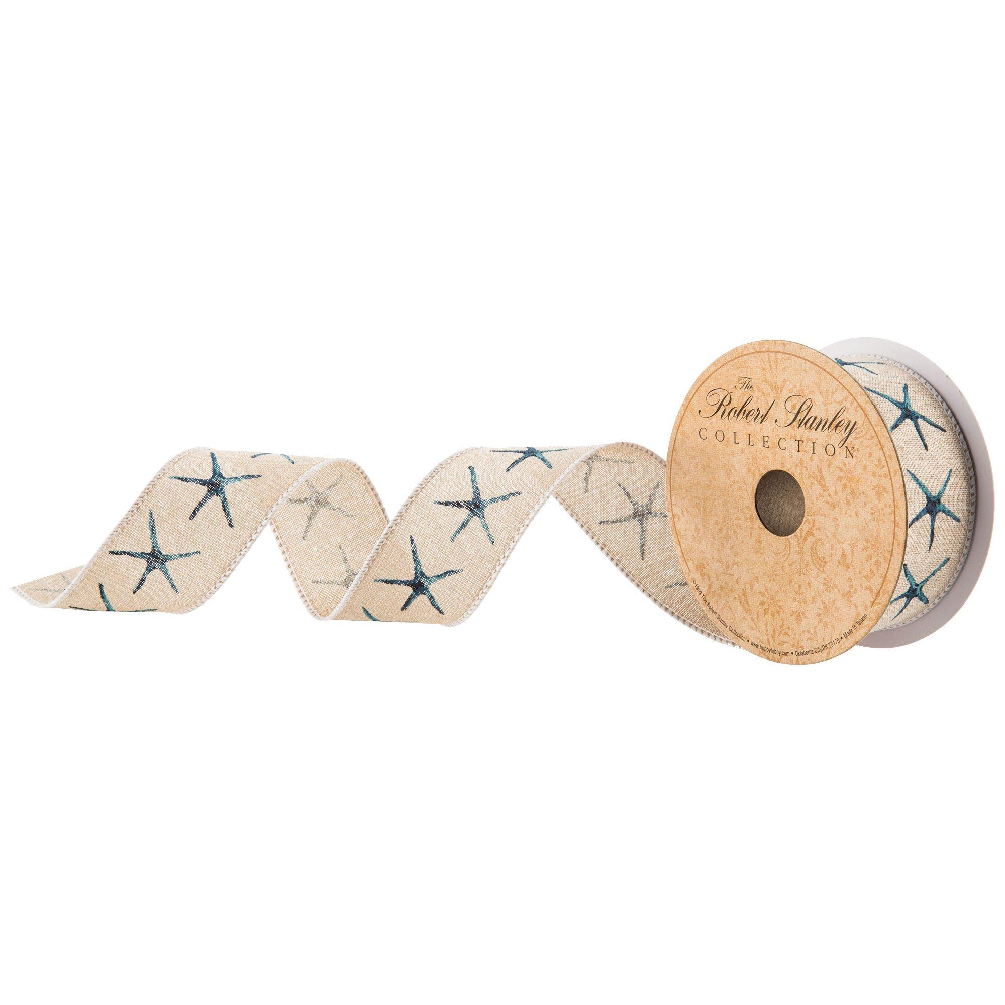 Starfish Wired Edge Ribbon - 1 1/2