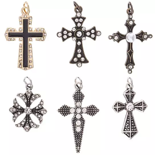 Textured Cross Charms With Rhinestones, Hobby Lobby