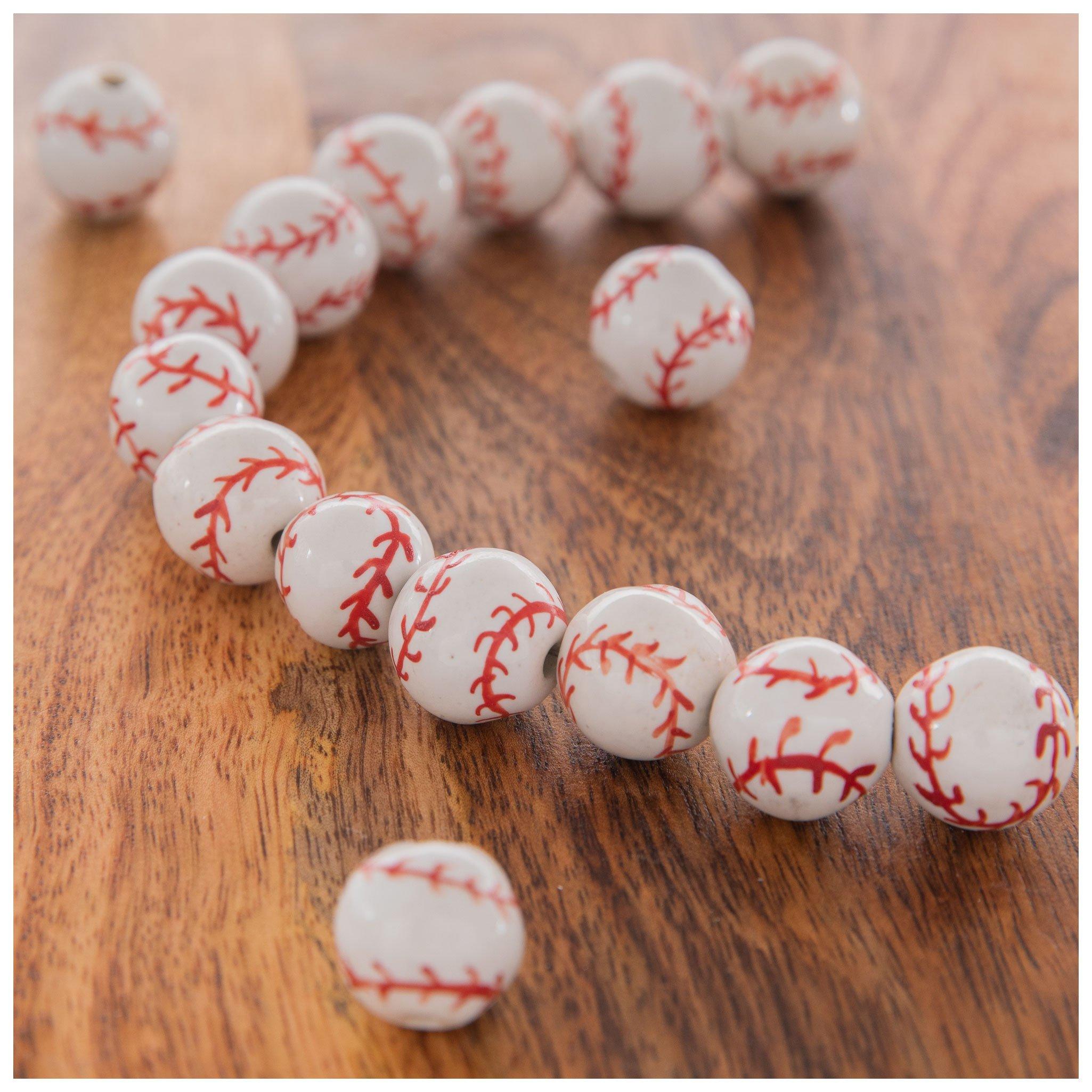 7 Softball & Baseball Ceramic Strung Bead Strand by hildie & jo