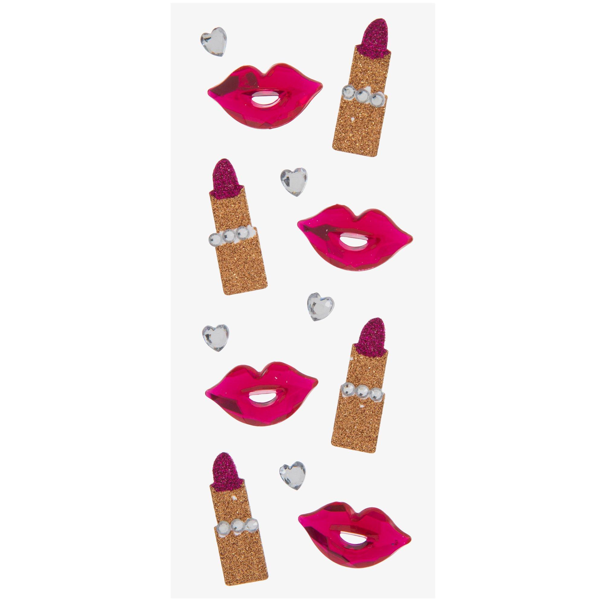 Lipstick & Hearts Glitter Rhinestone Stickers Hobby Lobby 1580125