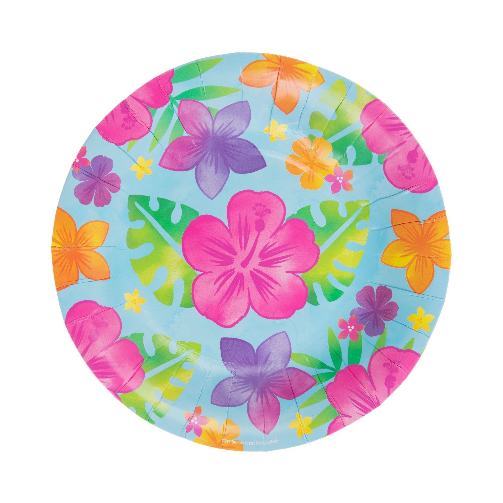 Hibiscus Flower & Palm Leaf Paper Plates Hobby Lobby 1580406