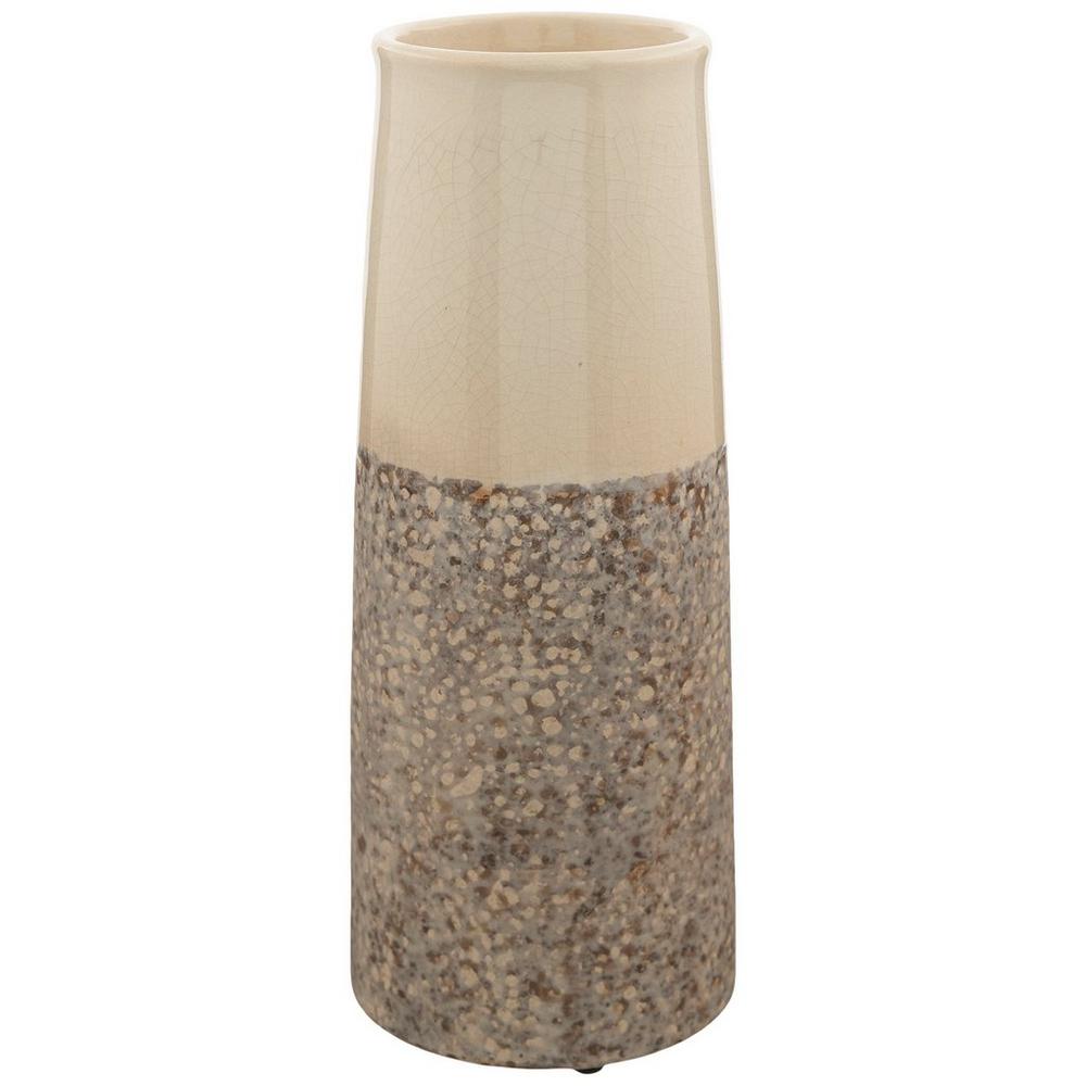 Cream Gray Two-Toned Textured Vase