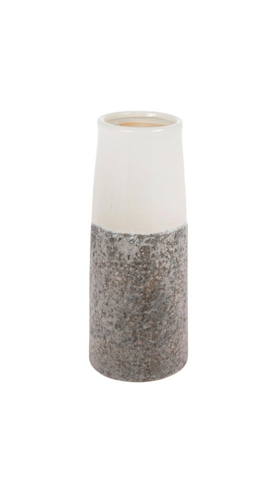 Cream & Gray Two-Toned Textured Vase